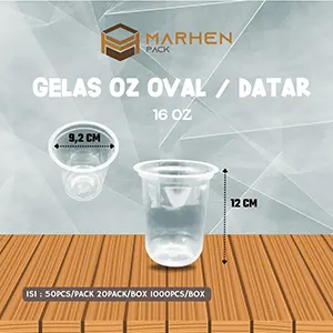 Gelas OZ Oval  Datar 16oz