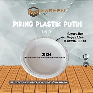 Piring Plastik Putih UK 9