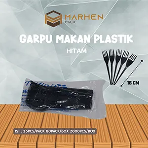 Sendok Garpu Plastik Hitam