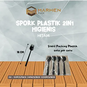 Spork Plastik 2in Higienis Hitam