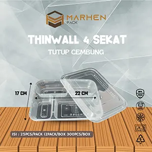 Thinwall 4 Sekat Tutup Cembung