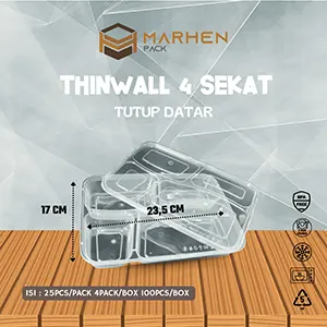 Thinwall 4 Sekat Tutup Datar